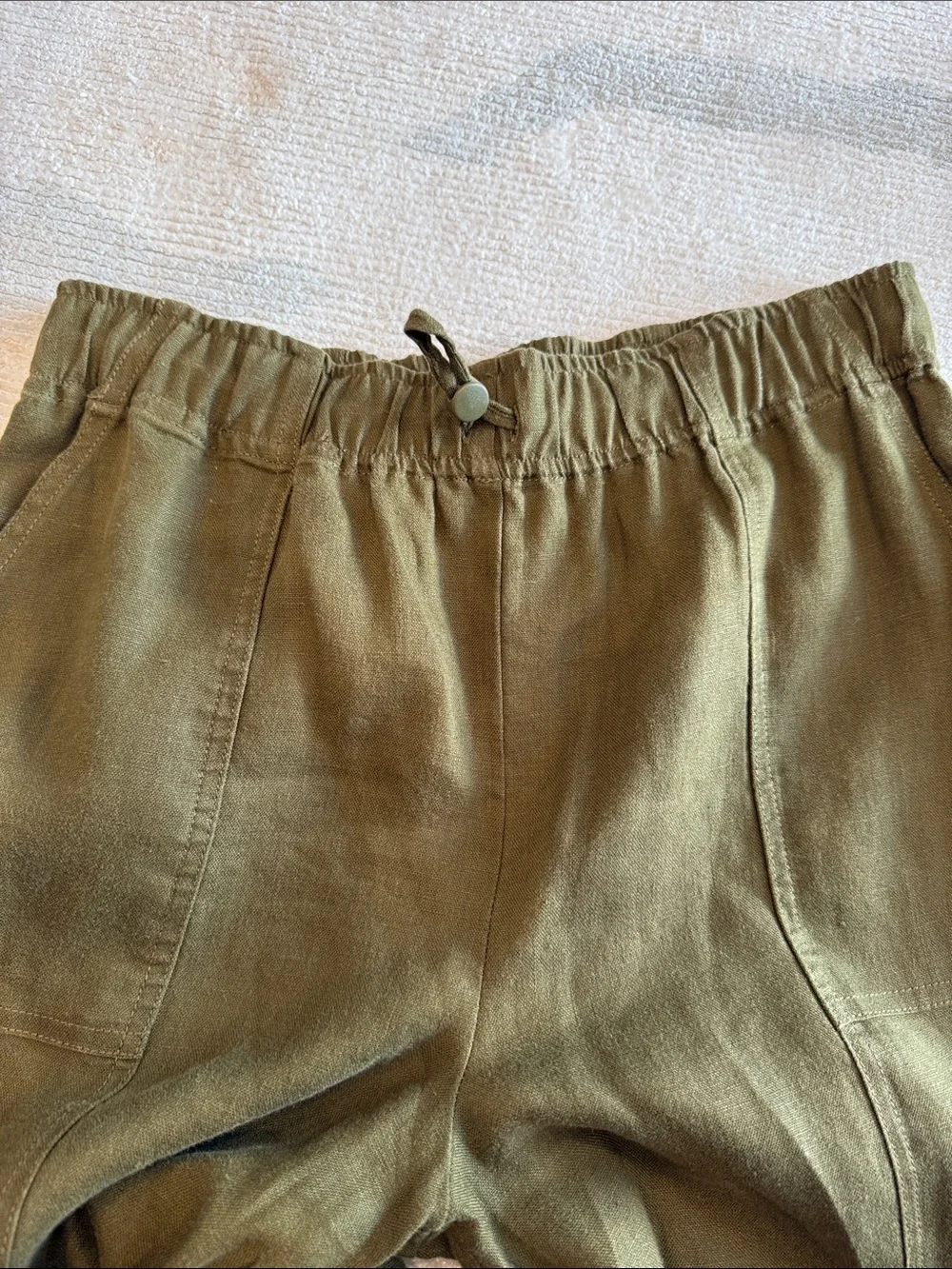 Reformation Linen Pants - Olive & Oatmeal